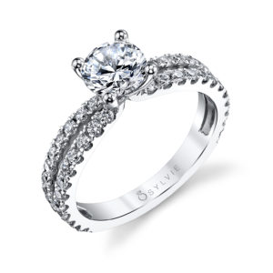 Classic Solitaire Split Shank Engagement Ring Classic four prong diamond engagement ring with a split shank