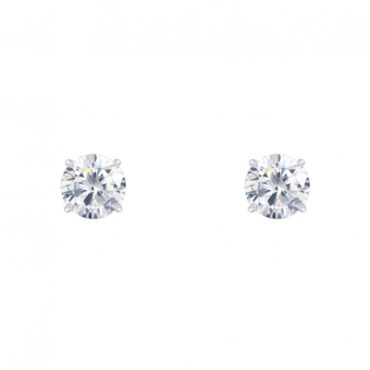 14kt White Gold 4 Prong Natural Diamond Stud Earrings 0 75ct Total