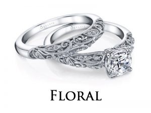 Floral themed diamond engagement rings from the Sylvie Collection