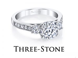 Three stone style engagement rings Three stone diamond engagement rings from the Sylvie Collection